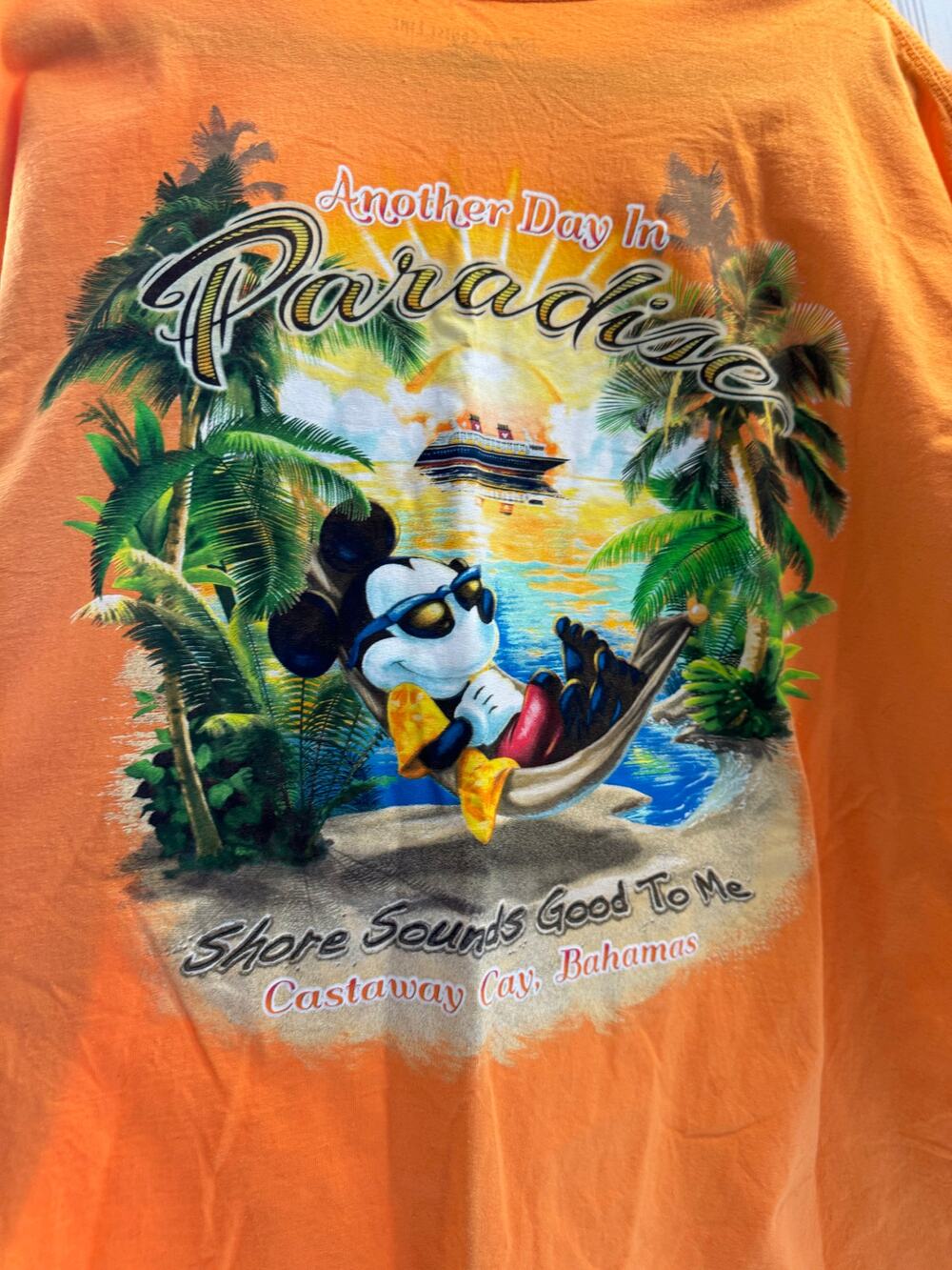 Mickey Mouse Castaway Cay Disney Cruise Line Orange Adult Size XXL  Rare